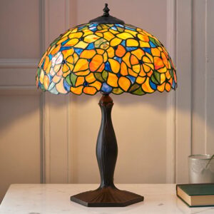 Josette Medium Tiffany Glass Table Lamp In Dark Bronze