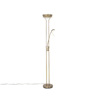 Modern floor lamp bronze with reading lamp incl. LED dim to warm - Diva