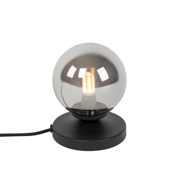 Modern table lamp black with smoke glass - Athens