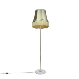 Retro floor lamp brass with Granny shade green 45 cm - Kaso