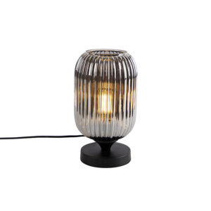 Art Deco table lamp black with smoke glass - Banci