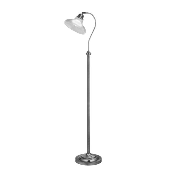 Bistro Glass Holphane Style Floor Lamp In Satin Silver
