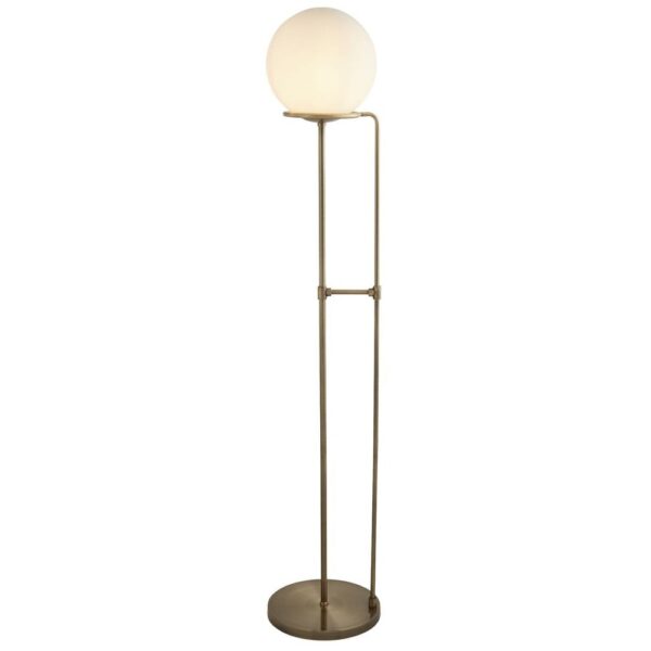 Sphere Opal Glass Floor Lamp In Antique Brass