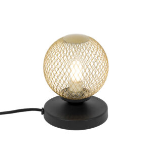 Modern table lamp black with gold - Athens Wire