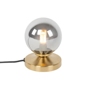 Modern table lamp gold with smoke glass - Athens