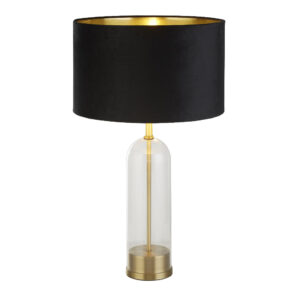 Oxford Black Velvet Shade Table Lamp With Glass Brass Base