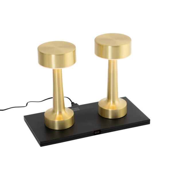 Set of 2 Gold RGBW Rechargeable Table Lamps - Isobel