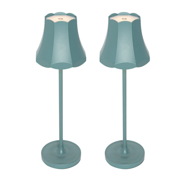 Set of 2 Retro Table Lamps Mineral Blue Rechargeable IP44 - Granny