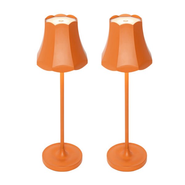 Set of 2 Retro Table Lamps Orange Rechargeable IP44 - Granny