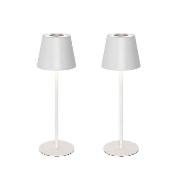 Set of 2 Table Lamps White with Dimmer and Rechargeable RGBW - Murdock