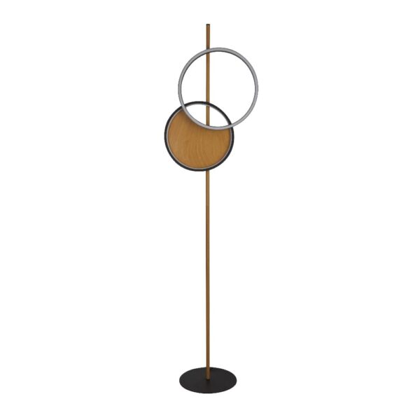 Curio Wooden Floor Lamp With Black Metal Frame