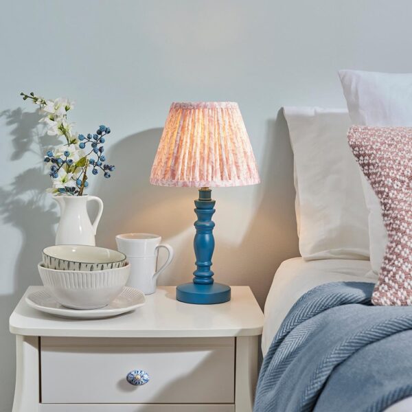 Lincoln Peachy Keen 20cm Shade Wood Table Lamp In Marlin Blue